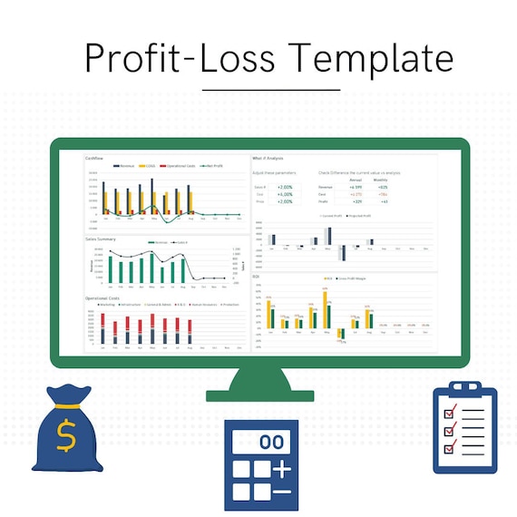 P&L Profit Loss Spreadsheet | Income Statement | Excel Dashboard | Expense Tracker