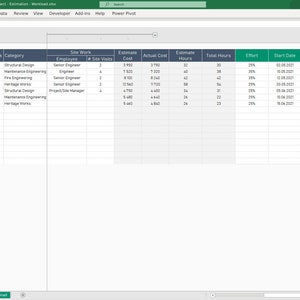 Project Estimation, Scheduling, Workload Spreadsheet image 4