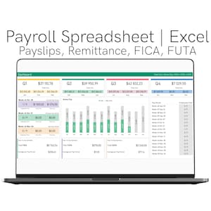 Dashboard Payroll spreadsheet with payslips.