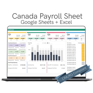 Payroll-spreadsheet Canada 2025 | CRA & Revenu Québec-conform | Geautomatiseerde belastingberekening: CPP, EI, federale, provinciale belastingen