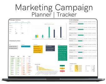 Marketing Campaign Tracker | Digital Marketing Planner | Excel Template