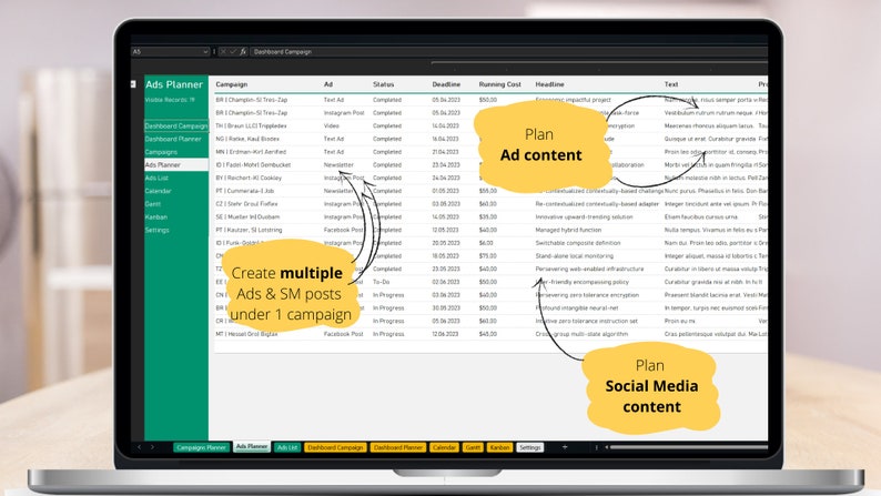 Campaign Planner with marketing plan in Excel