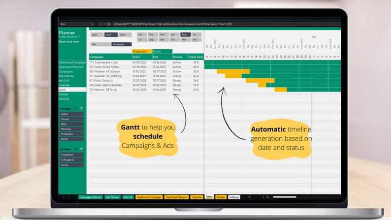 How to create Gantt for marketing in Excel