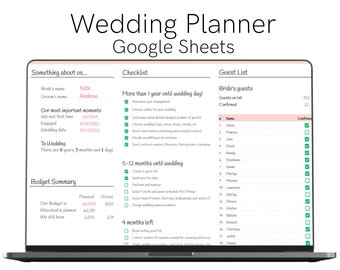 Wedding Planner | Printable, Editable | Google Sheets Spreadsheet template | Instant Download