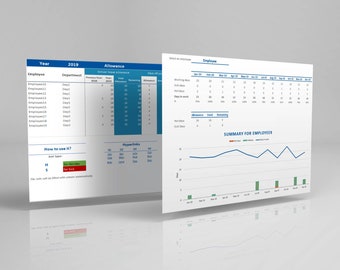 Employee Attendance Planner | Excel template & Google Sheets | Printable Spreadsheet