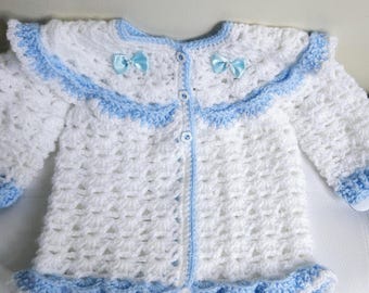 Handmade Crochet baby girl cardigan Sizes 3-6 months,