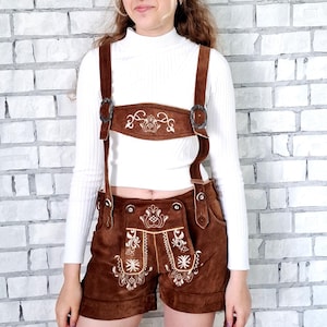 Bavarian shorts  L womens Lederhosen Oktoberfest Clothing Oktoberfest Costume  brown Lederhosen german costume trachten Dirndl Shorts
