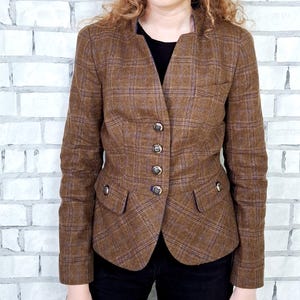 Womens blazer S Plaid Jacket Plaid blazer Womens Jacket Wool blazer brown jacket brown blazer Wool Jacket suit blazer Tartan brown Jacket