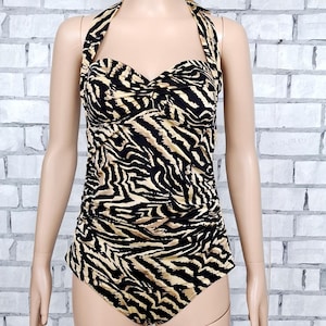 women Swimwear  L Vintage tiger print Swimsuit Vintage One Piece Bathing Suit boho swimsuits  Animal swimsuits