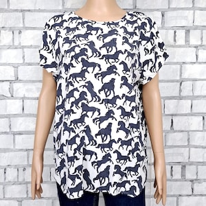 H#M Horse print top XL womens top Horse blouse Horse shirt womens blouse animal print shirt animal boho blouse everyday blouse