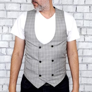 suit Vest M  Double Breasted Vest men waistcoat wedding Vest Mens Vest groom Vest Gray Vest   groomsman gift Sleeveless Jacket