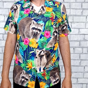 aloha shirt mens Shirt summer shirt boho shirt  leaf shirt  hawaiian shirts mens Hawaiian Print Hippie shirt plant shirt  beach shirt L