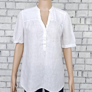 white Shirt M women Linen Shirt Linen Clothing Vintage Button Up Shirt white Linen Top Linen blouse Minimalist Blouse  white Blouse