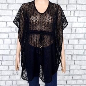 black Boho beach dress M summer dress swim cover up Bikini cover up  beach cover up black beach tunic beach shirt beach poncho Summer poncho