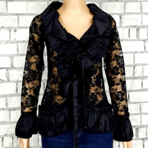 gothic shirt S  gothic Blouse vintage black Ruffle Blouse black Victorian Blouse  Edwardian blouse steampunk blouse  pirate Blouse