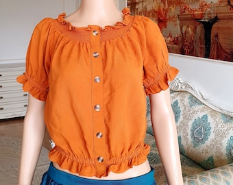 womens Top M-L womens Crop Top mosterd top mosterd Blouse zomer top womens Blouse festival top strand Blouse beach top Sun Top