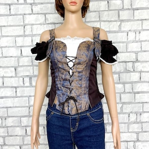 Dirndl Blouse S oktoberfest clothing Crop Blouse folk blouse festival top Octoberfest Blouse Victorian top Oktoberfest Top Dirndl Crop Top