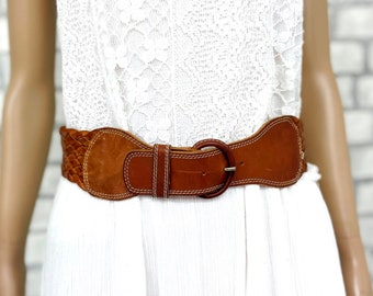 Dress Belt S/M retro Belt Woven Leather Belt Boho Belt hipster belt Wide belt Woven Belt Western Leather Belt Western Belt cowgirl belt