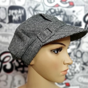 girls Newsboy Cap girls tweed Cap Headwear Black white newsboy hat  autumn hat boho Hat girls Cap