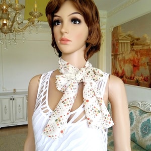 beige shawl beige scarf vintage women accessories Skinny shawl Skinny Scarf Hair Scarf for women polka dot print shawl satin women Scarf