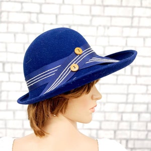 Navy Felt Hat Etsy UK