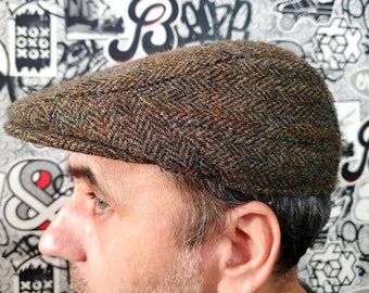 wool flat cap mens cap mens Newsboy Cap Gatsby Hat Ivy Hat wool cap Ivy cap Tweed cap Herringbone cap Golf Cap Driving Hat