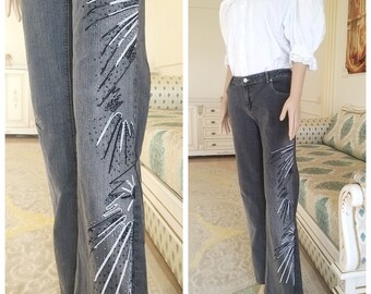 boho embroidered jeans