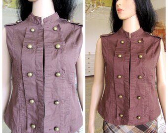 by Sheleen Vintage Crocheted Vest double breasted Crop Vest S