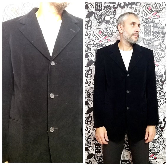 Mens blazer XL Mens black velvet blazer Mens jacke