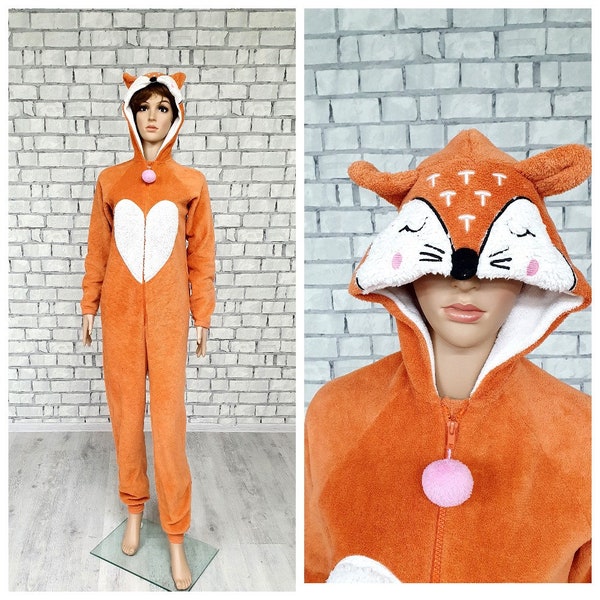 fox Kigurumi ADULT Cosplay fox costume halloween costume   fox pajamas Sleepwear Jumpsuit Romper animal onesie S