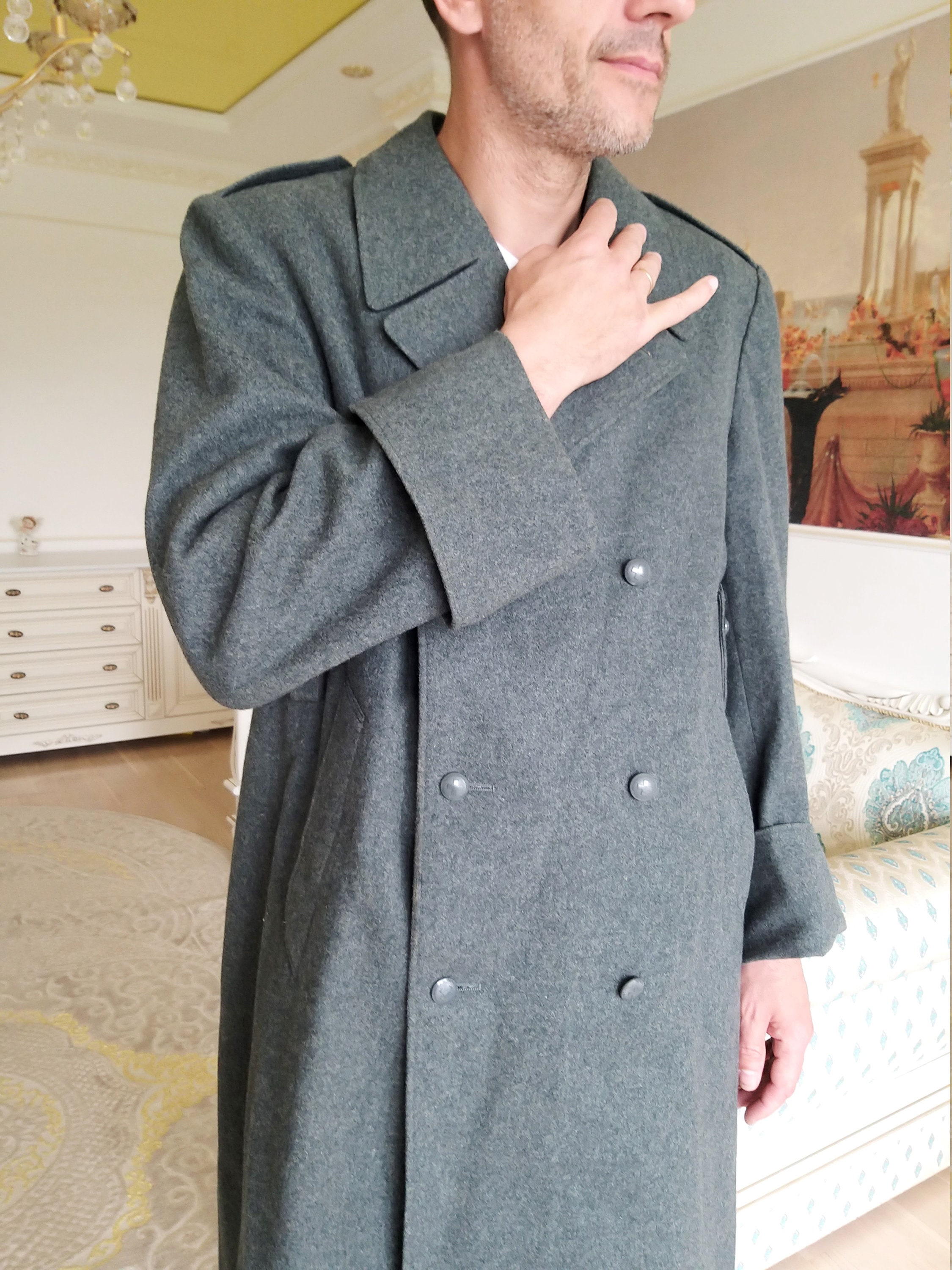 Military Clothing MILITARY STYLE Mens Military Wool Coat XL Etsy