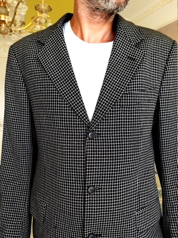 Mens Clothing 80s Mens Blazer Mens Jacket L Vintage Black Plaid Blazer Mens Tweed Blazer Mens Plaid Jacket Mens Boho Blazer Sports Coat Etsy UK