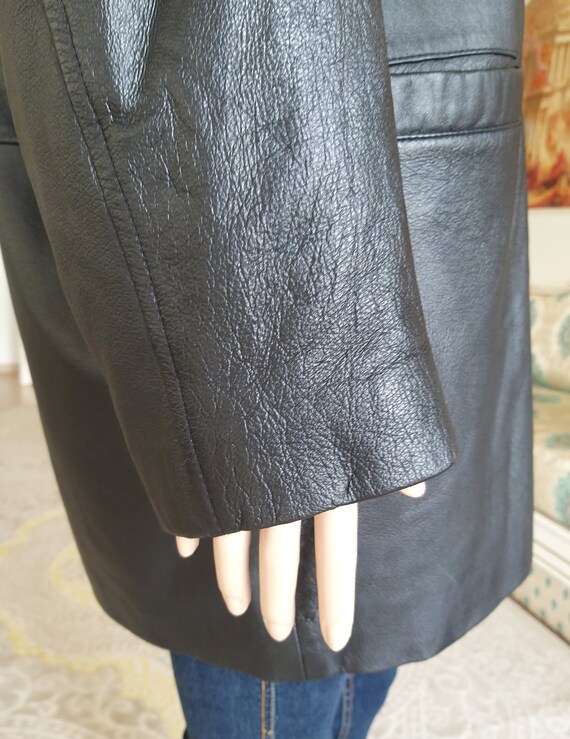 black leather coat womens Leather coat Leather tr… - image 8