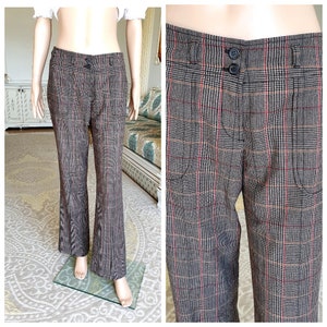 womens Gray Plaid Pants Retro Pants womens Pants Checkered Pants Plaid Pants Tartan Pants Golf Pants Disco Pants M warm Pants