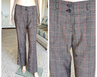 womens Gray Plaid Pants Retro Pants womens Pants Checkered Pants Plaid Pants Tartan Pants Golf Pants Disco Pants M warm Pants