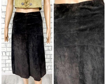 womens skirt real Leather skirt womens Long skirt brown skirt Vintage brown Leather skirt suede Skirt Rock Skirt L