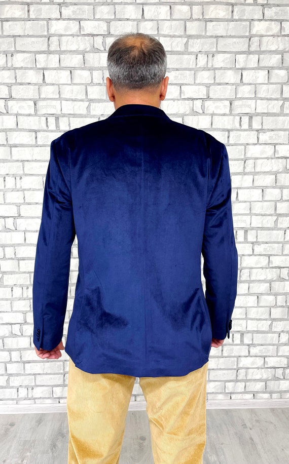 navy blue velvet blazer mens velvet jackets Mens … - image 6