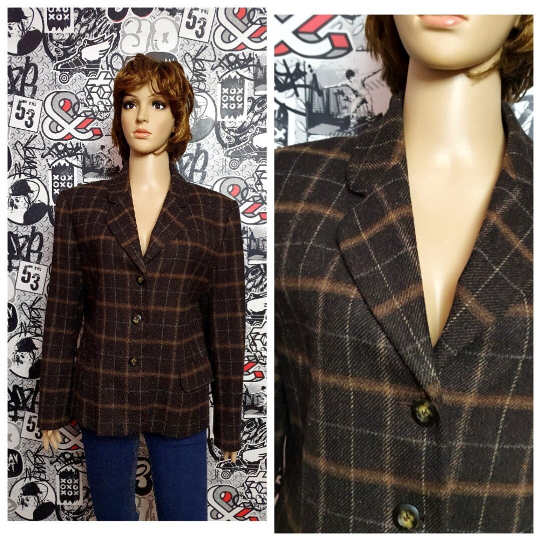 Charcoal Plaid Blazer Jacket