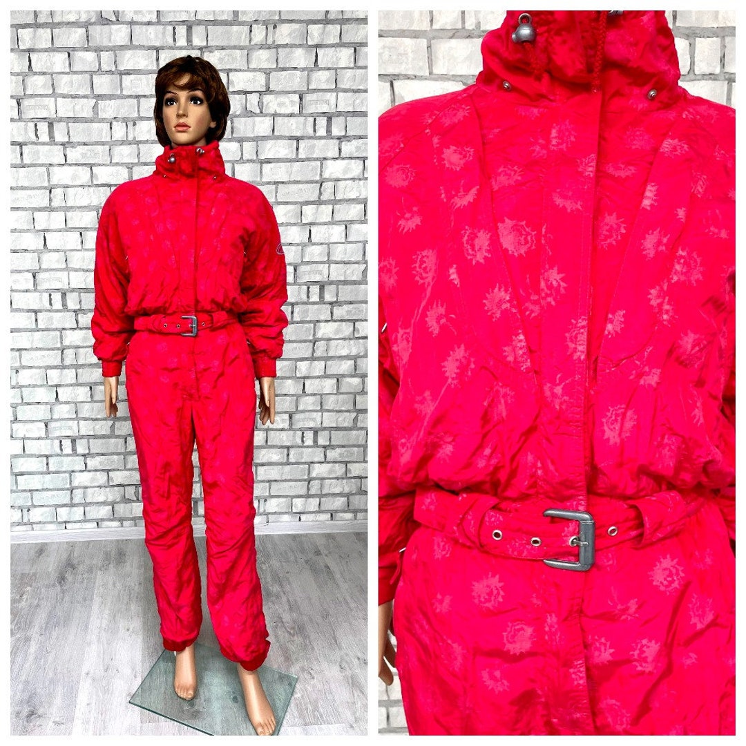 Overall Red Ski Suit S Womens Ski Suit Womens Clothing Vintage Etsy