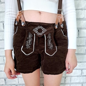 womens Lederhosen XL Oktoberfest Clothing Oktoberfest Costume  brown Lederhosen Bavarian shorts german costume trachten Dirndl Shorts