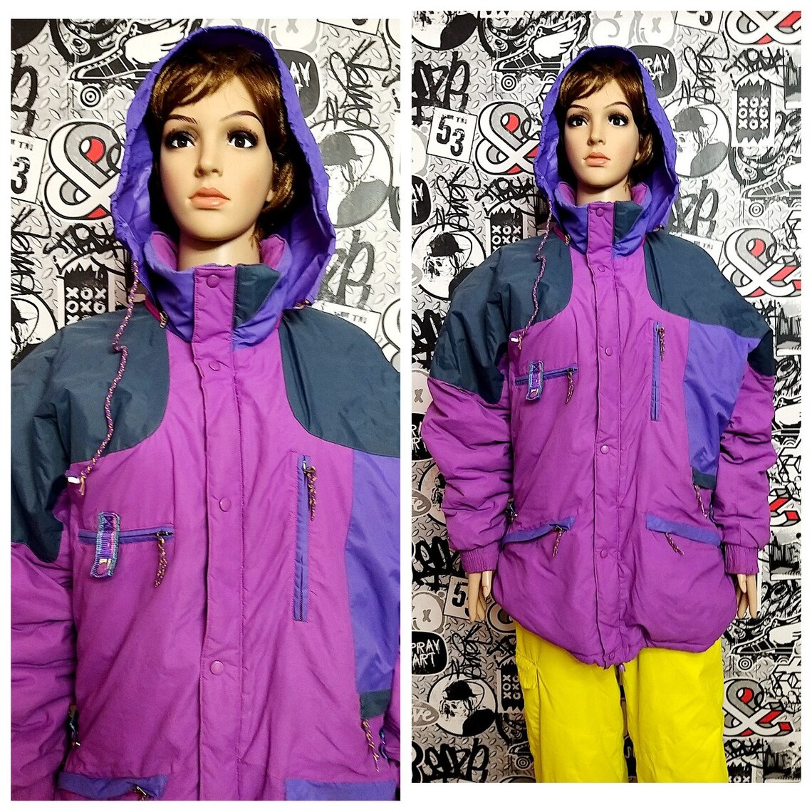Retro Ski Jacket Womens Clothing Purple Warm Jacket Winter Etsy