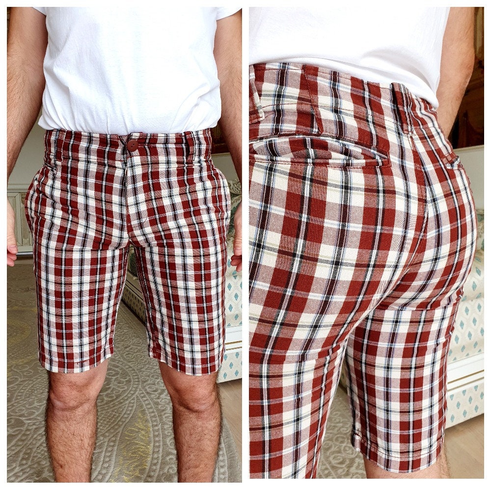 Brown Plaid Shorts 80's Men's Clothing Men's Shorts Vintage Brown Plaid Shorts 80's Men's Clothing Men's Shorts Vintage