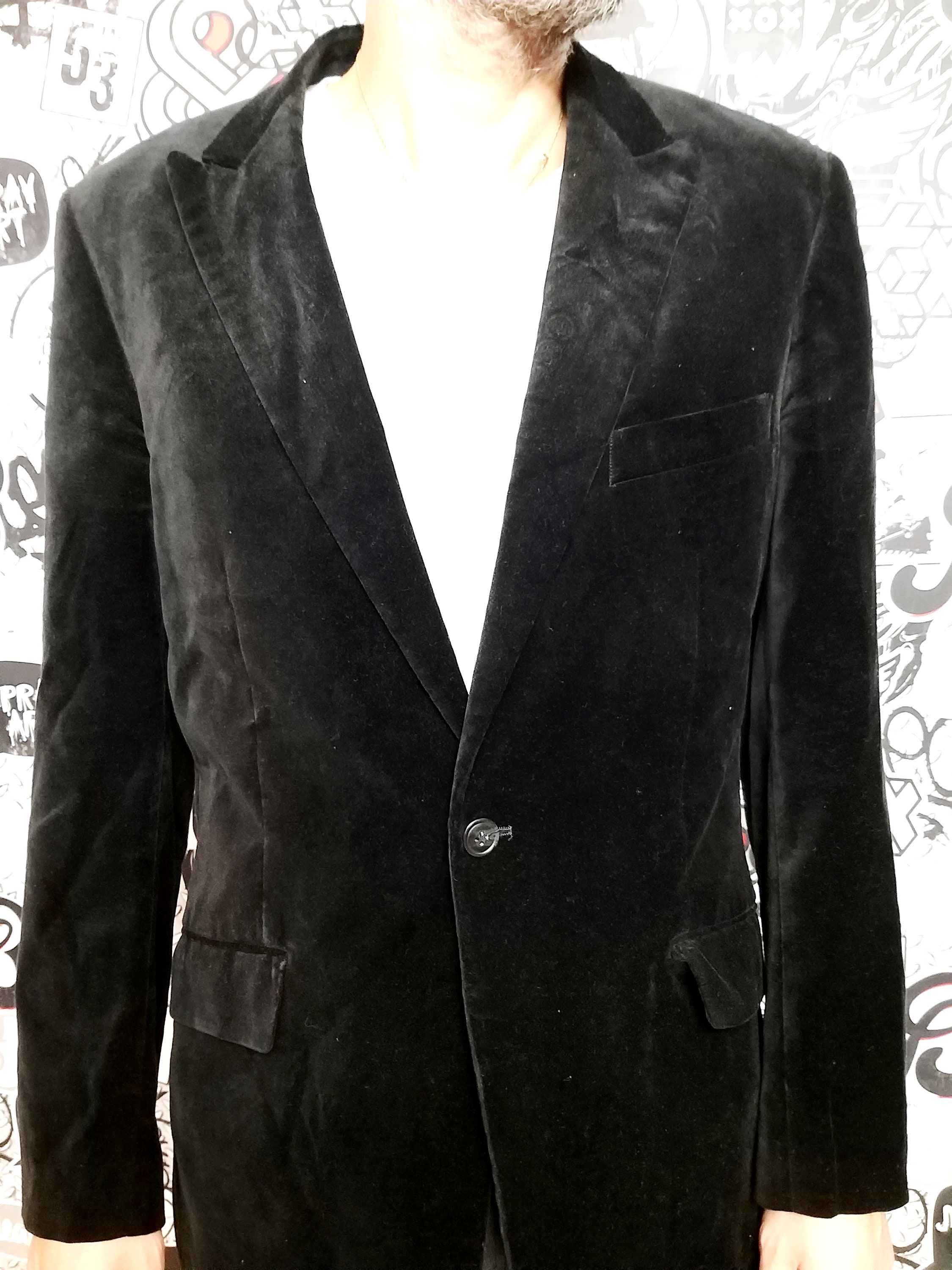 Mens blazer Mens black velvet blazer Mens jackets Vintage | Etsy