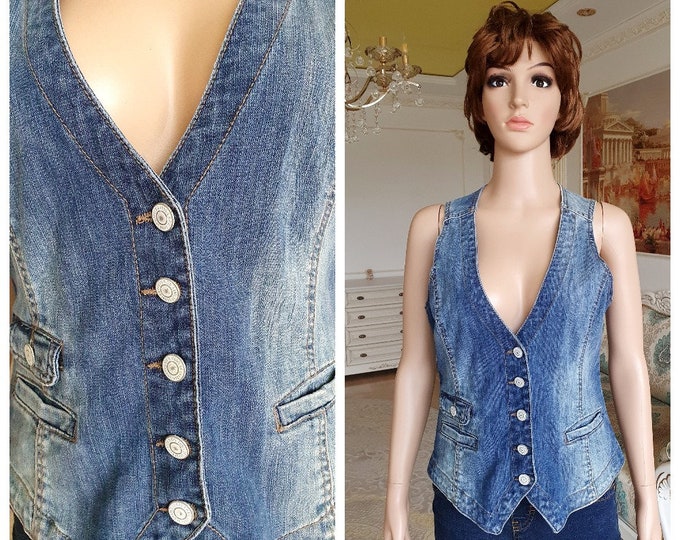 RIVODE Denim Vest Women Sleeveless V Neck Jean Vests Cropped