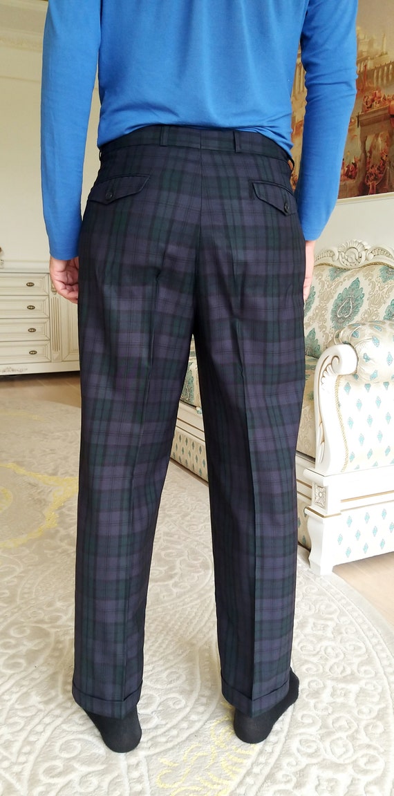 pleated Pants Tartan Pants Retro Pants Mens Pants… - image 5