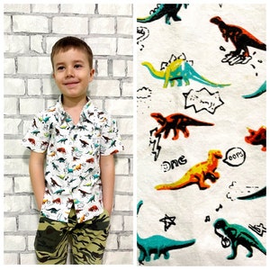 3T boys shirt child shirt children shirt dinosaur print shirt Summer shirt  animal shirts Button shirts hawaiian aloha shirt