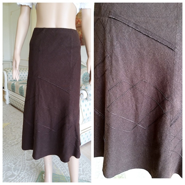 brown Linen Skirt long brown  skirt maxi skirt XL Victorian Petticoat Skirt Victorian Skirt brown petticoat Eyelet Skirt peasant skirt