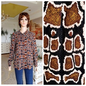 womens blouse L minimalist blouse snake print  blouse snake shirt hippie shirts boho blouse womens shirt boho shirt animal print blouse