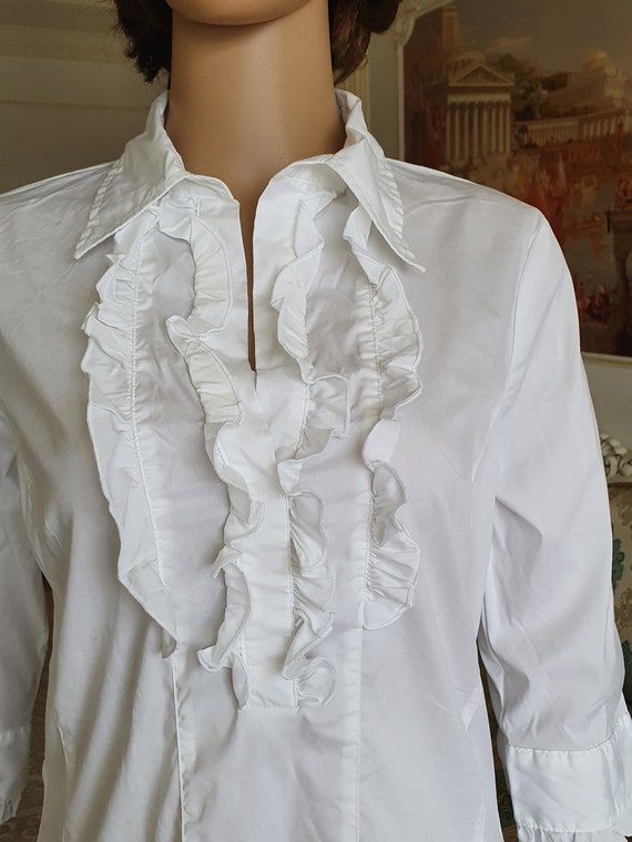 H&M womens blouse white blouse Ruffle blouse  eve… - image 3
