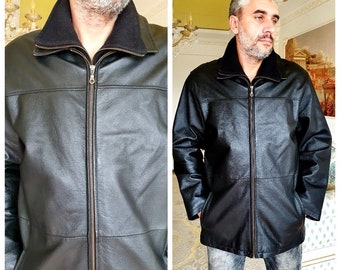 Mens jacket Mens Leather Jacket autumn Jacket black Leather Clothing genuine Leather Sports Coat XL